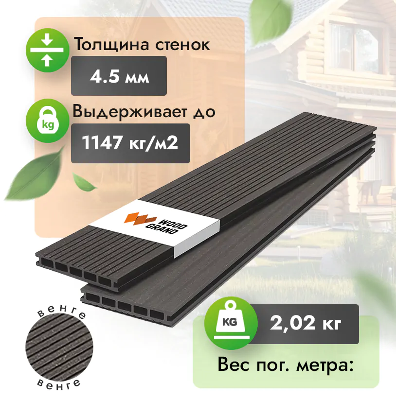 Террасная доска 140х20 мм (3 метра) - Венге